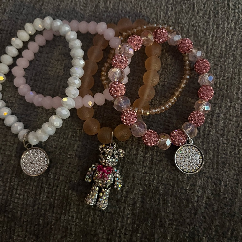 NWOT 5 piece rhinestone teddy bracelet stack